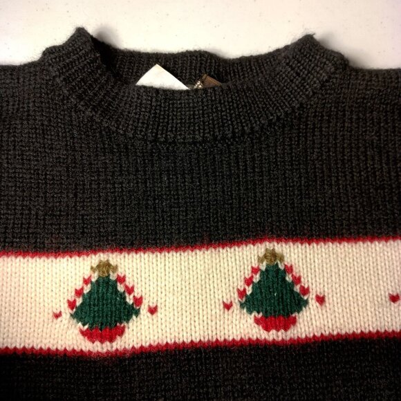 South Wool Christmas Sweater M Hand Loomed New Wool Santa Sleigh Reindeer - Picture 9 of 13